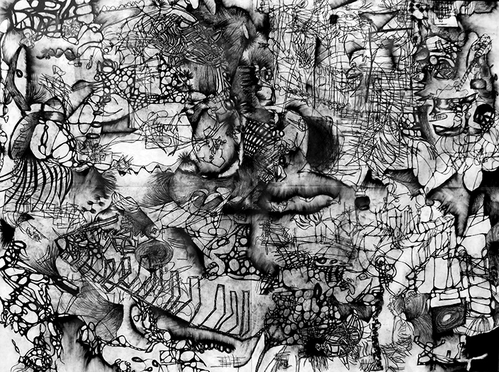 Black and White Abstract Charcoal Drawing