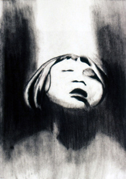 Black and White Charcoal Drawing of a child